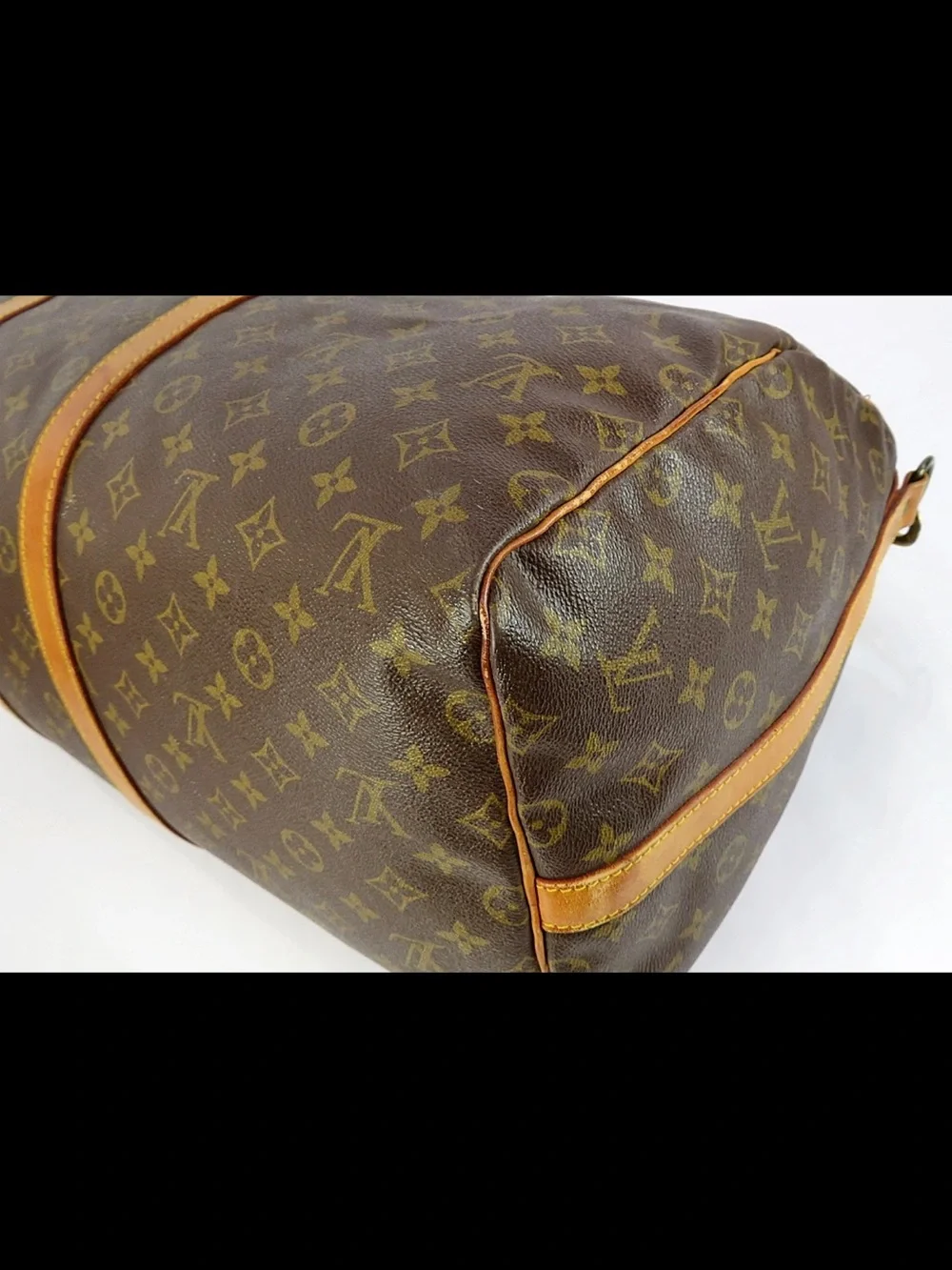 Louis Vuitton Brown Monogram Duffel with Tan Leather Trim